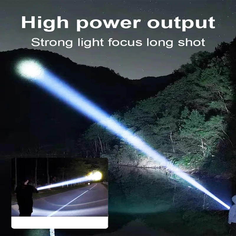 1000000LM Ultra Powerful Flashlight 10000mAh Rechargeable Torch Light 800W LED High Power LED Flashlight 5000M Long Shot Lantern