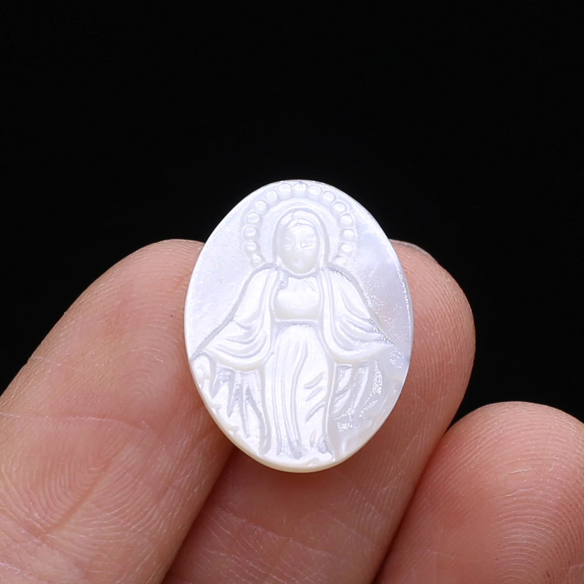 

Virgin Mary White Shell Bead Natural Egg Ring Ornament Craft For Jewelry MakingDIY Earring Necklace Accessories Charm Gift Party