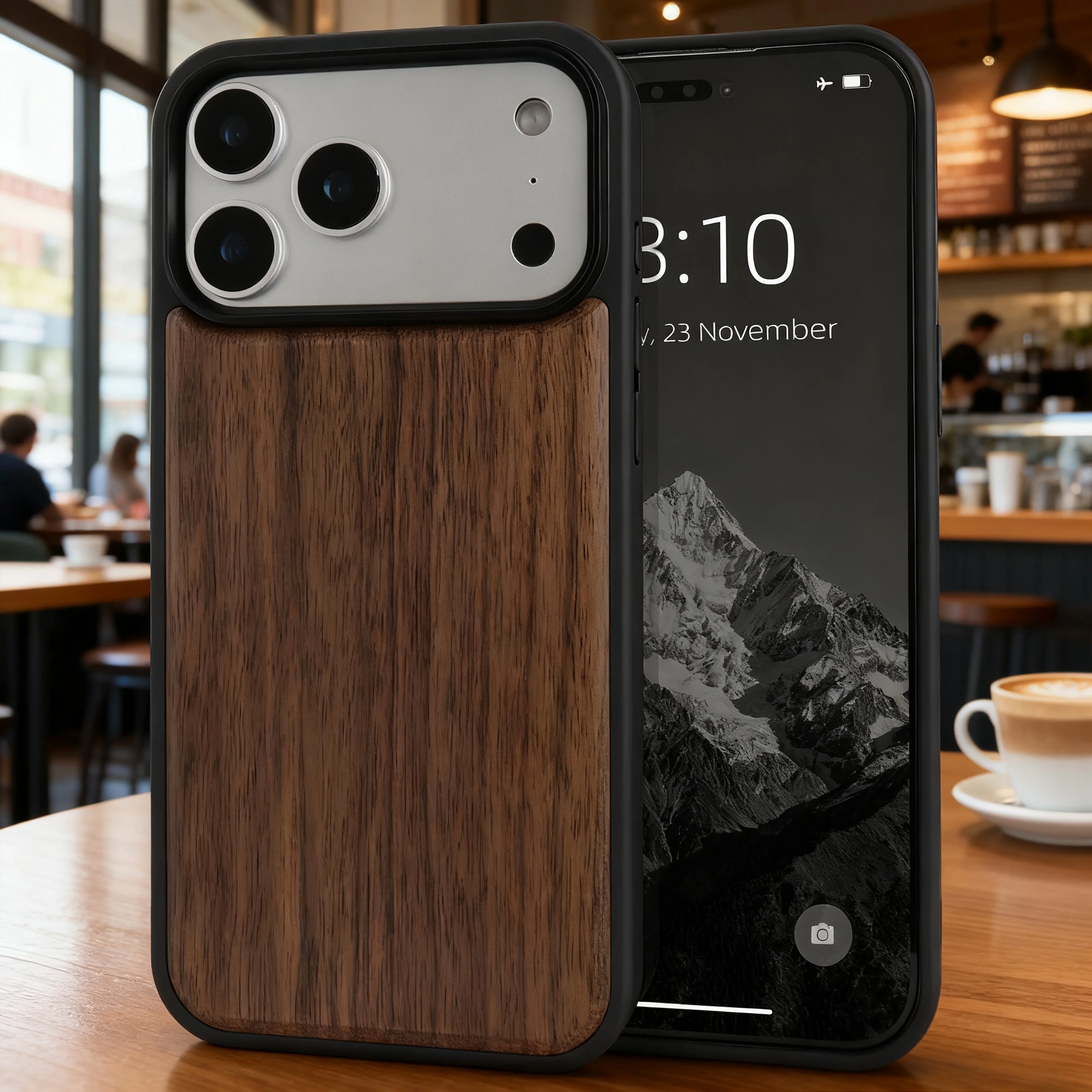 Funda de lujo para teléfono de madera de cerezo y nogal a prueba de golpes para iPhone, 17 Pro, 17 Pro Max, funda suave para parachoques
