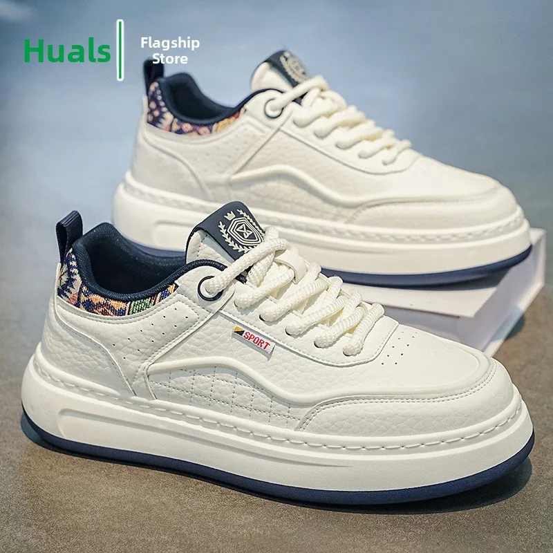 Men's Casual Sport Shoes Breathable Soft Bottom High Toppling White Sneakers Korean Style Summer Outdoor Leisure Shoes