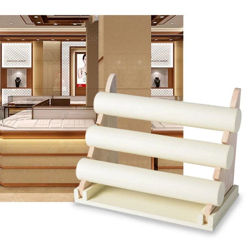 3 Tiers Jewelry Rack Bracelet Necklace Stand Display Earring Organizer Log Color