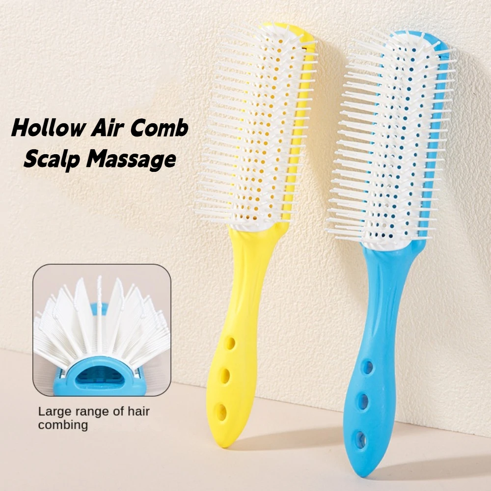 

Handle Hollow Air Comb Anti Static Dual Use of Dry and Wet Portable Comb Hairdressing Nine Row Comb Hollow Hair Brush