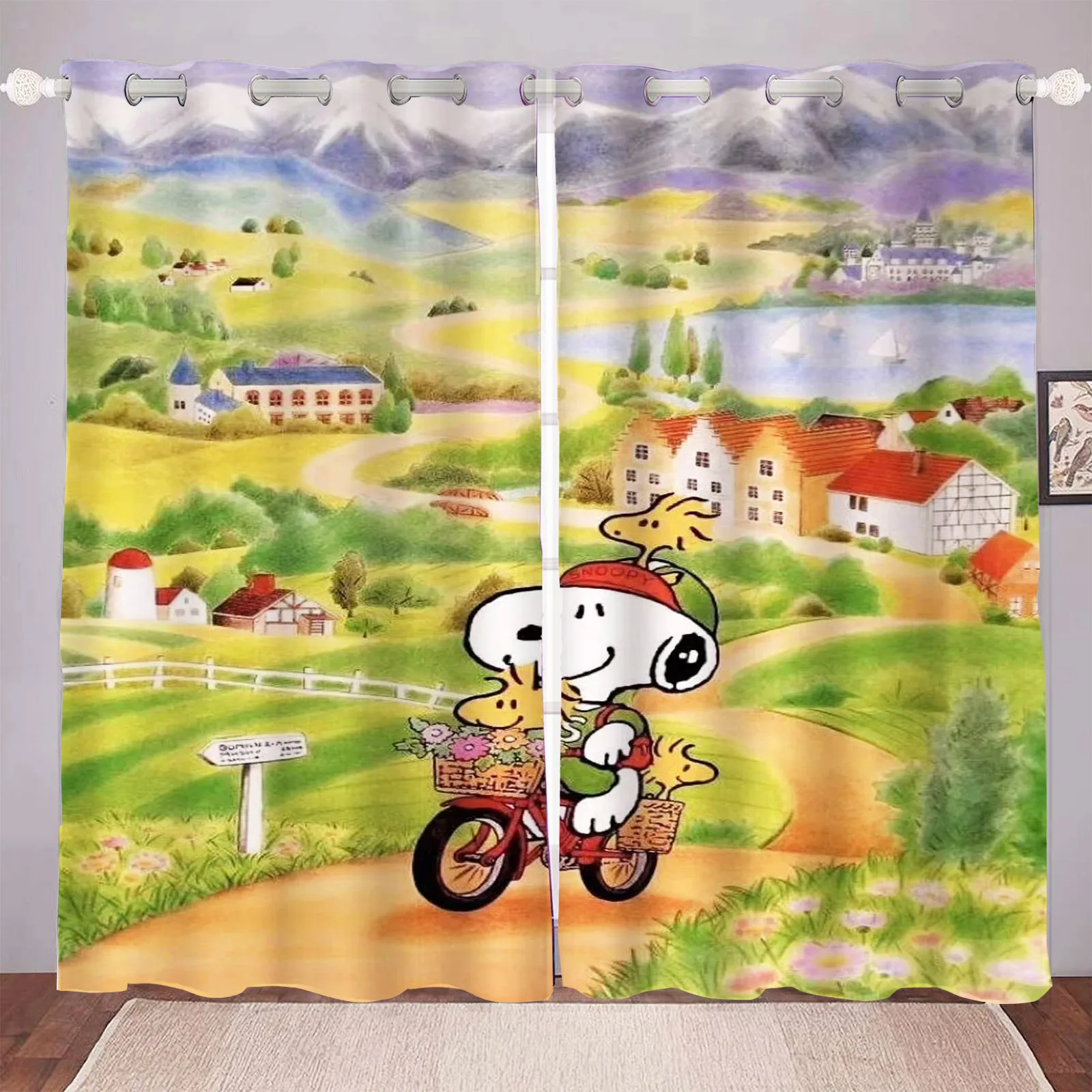 

MINISO Snoopy Super Cute Living Room Blackout Cartoon Curtains, Animated Curtains, Customisable Home Nursery, Window Treatments