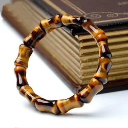 Natural Tiger Eye Bamboo Shape Beads Bangles & Bracelets Handmade Jewelry Energy Bracelet for Women or Men