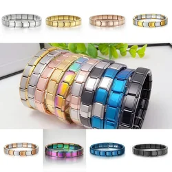Fashion Italian Charm Bracelet High Quality Stainless Steel 9mm Width Elastic Creative Bracelet Making DIY Women Bangle Jewelry