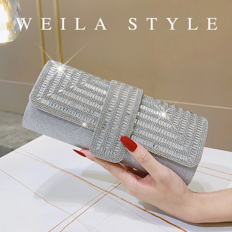 

Rhinestone Evening Clutch for Women, Fashion Envelope Purse, Luxury Shiny Crystal Handbag, Prom Cocktail Party Bag