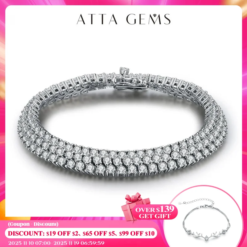 

ATTAGEMS D Color Round Cut 2.5mm Moissanite Bracelet for Women Man White Gold Plated 925 Silver Pass Diamond Tester Bracelets