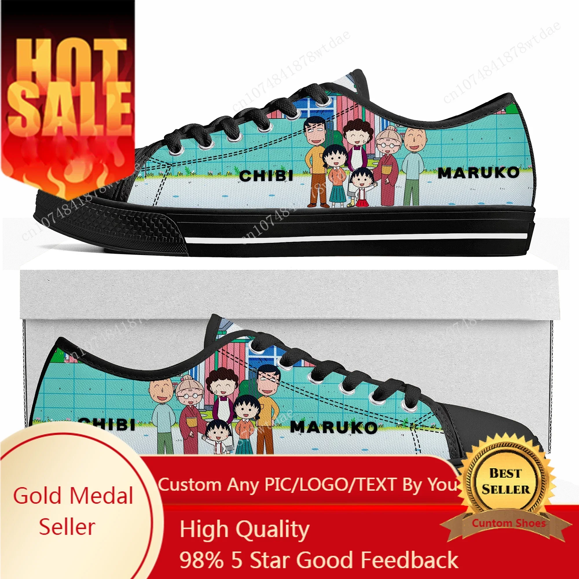 

Chibi Maruko Low Top Sneakers Womens Mens Teenager High Quality Canvas Sneaker Casual Japanese Anime Cartoon Customize Shoes