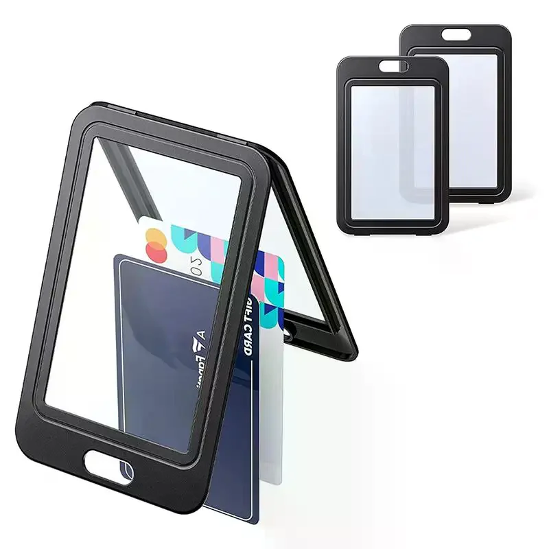 Plastic Badge Employee Badge Holder Double Sided Transparent Retractable Card Holder Office Staff Badge Holder