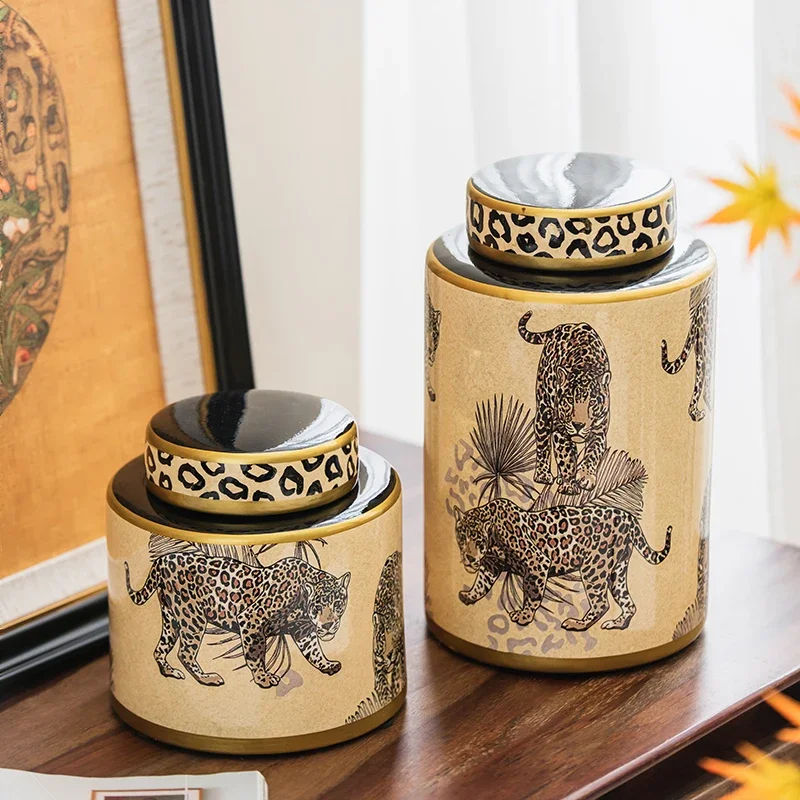 

Creative Leopard Ceramic Vase Home Decor Living Room Table Top Storage Tank Moving New Home Handicraft Gift Vases