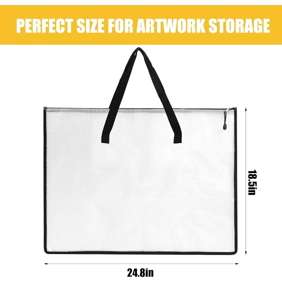 EOOUT 2 حزمة 18.5x24.8 بوصة حافظة محفظة فنية مجلد محفظة للعمل الفني حقيبة تخزين الملصقات مع سحاب ومقبض شبكة F