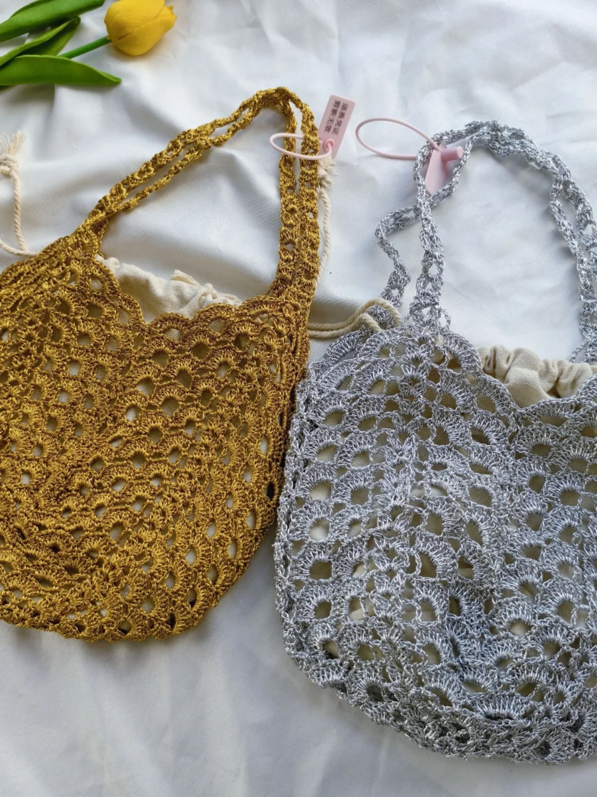 

ell узор, серебро, золото, сетка, новинка лета, вязаный крючок, тканая полая сумка на одно плечо, материал «сделай сам», сумка для поездок на работу, сумка Sle