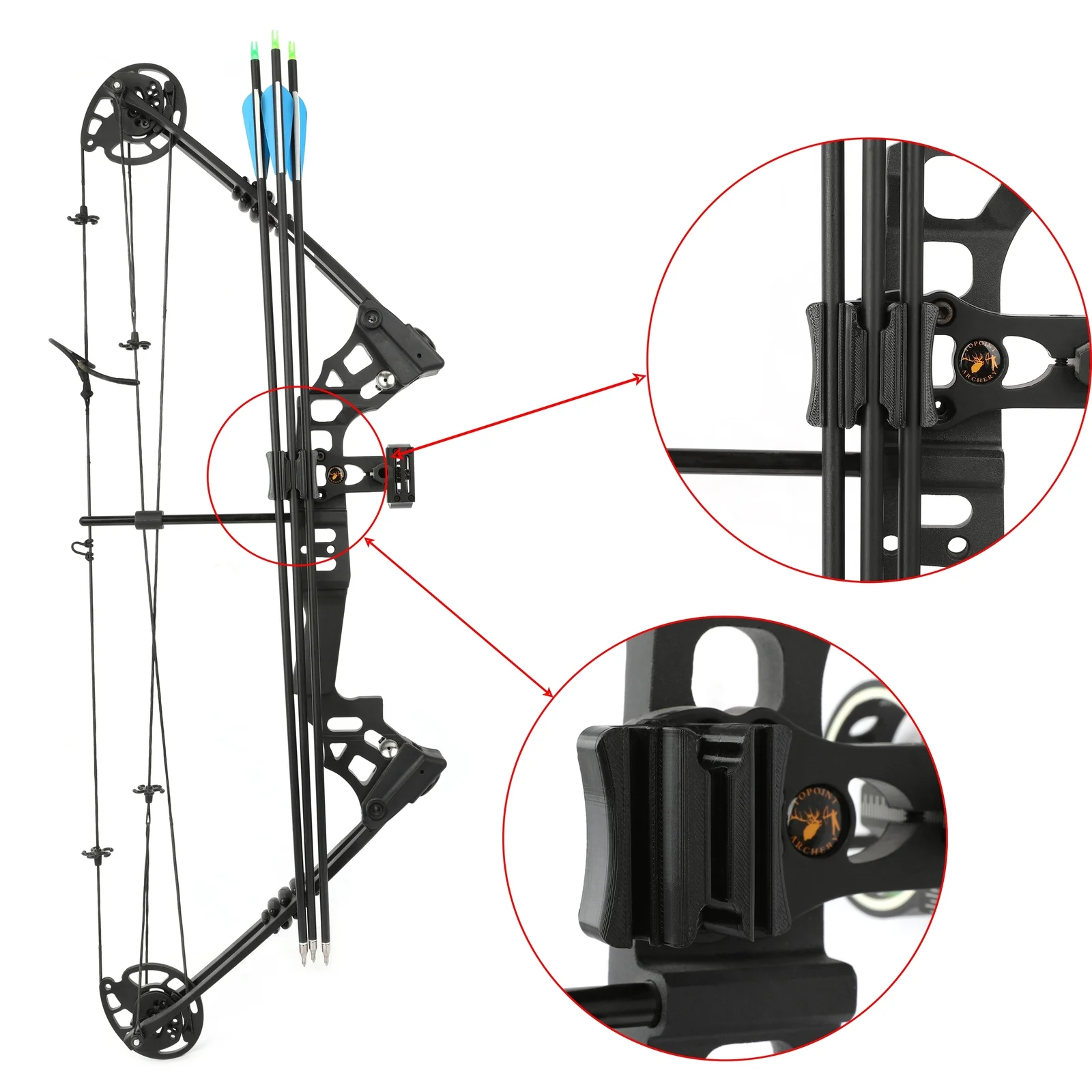 

3 Arrows Holder Archery Arrow Quiver Easy Installed TPU Soft Material Compound Bow for Above 7.5mm Arrow Shaft Bow Accessories