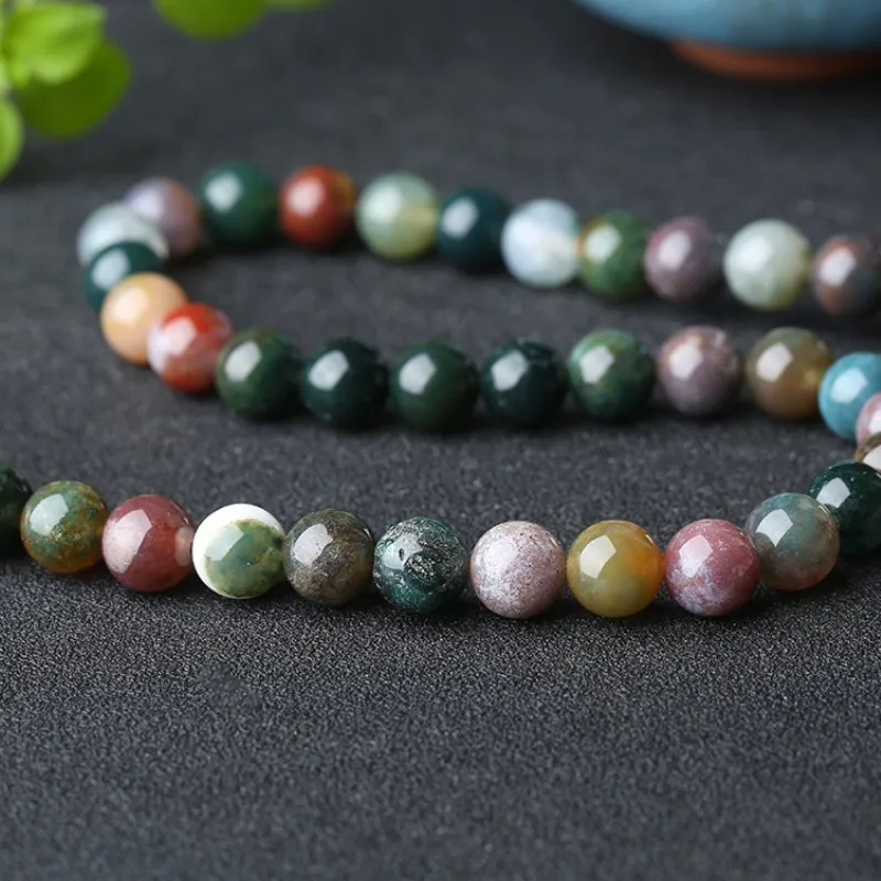 Natural Indian Agate Beads Spacer  for Jewelry Making Bracelet DIY Accessories 4 6 8 10MM