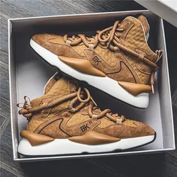 New Autumn and Winter High Cut Plush Warm and Trendy Shoes for Sports and Leisure Men's Fashionable Lace Up Youth Running Shoes