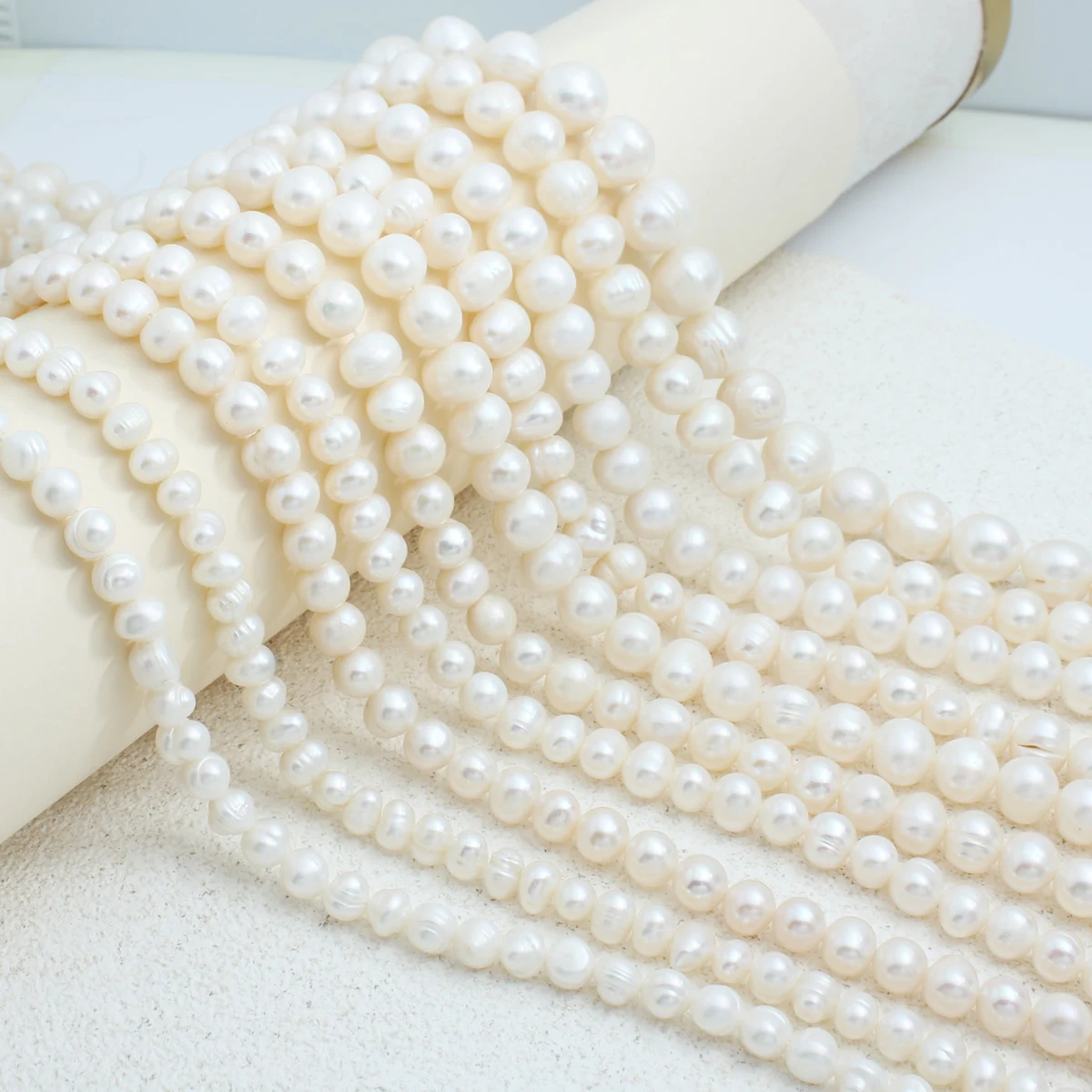 

Natural freshwater pearls in the shape of white potatoes are used for jewelry making, DIY accessories, necklaces, and bracelets
