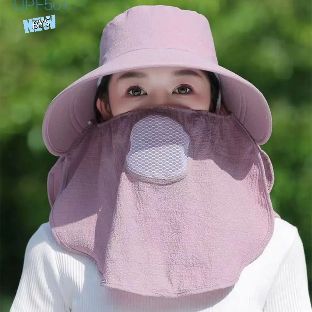 

Lightweight Sun Protection Women Sun Hat Face Mask Wide Brim Cover Face Cap Climbing Cap Farm Work Cap Tea Picking Hat Climbing