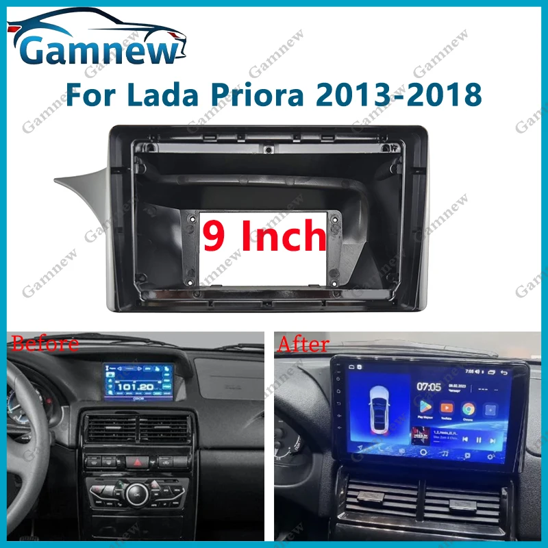 9 Inch Car Frame Fascia Adapter Android Radio Dash Fitting Panel Kit For Lada Priora 2013-2018