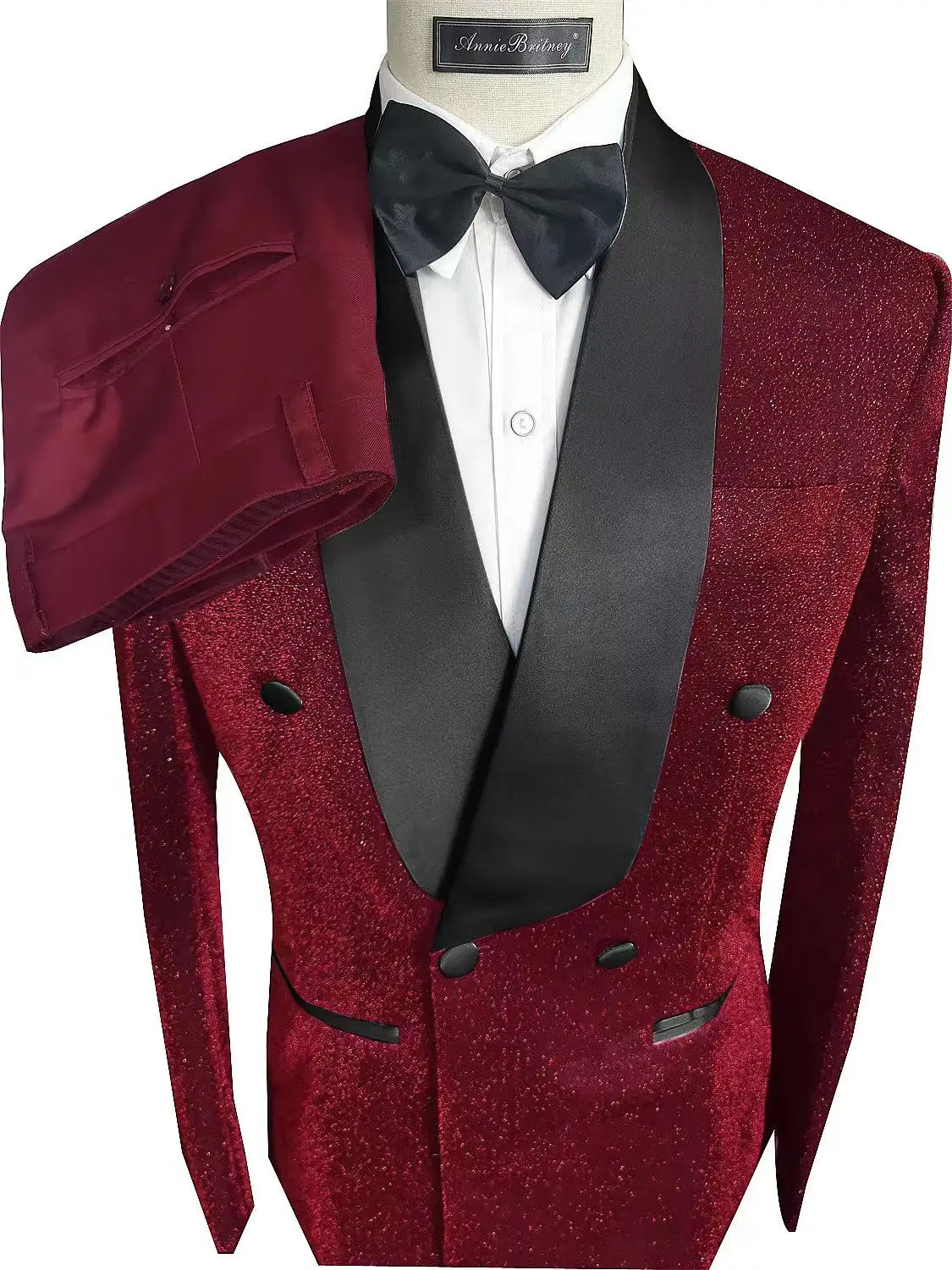 

Custom Shiny Red Prom Mens Suits Wedding Groom Tuxedo Double Breasted Business Formal Blazers 2 Piece Jacket Pants Costume Homme