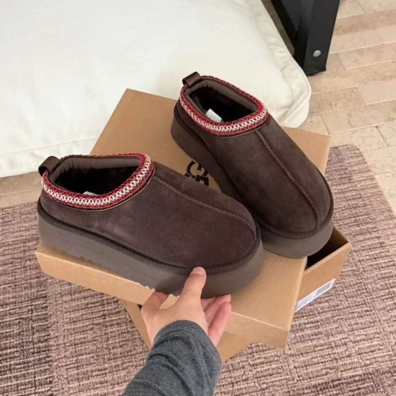 Luksusowe, designerskie, mini, klasyczne botki na platformie, idealne na zimę, z ciepłą podszewką z futra, damskie, do kostki, model K98. ‮ 34-53 SeziS UggS – rozmiar