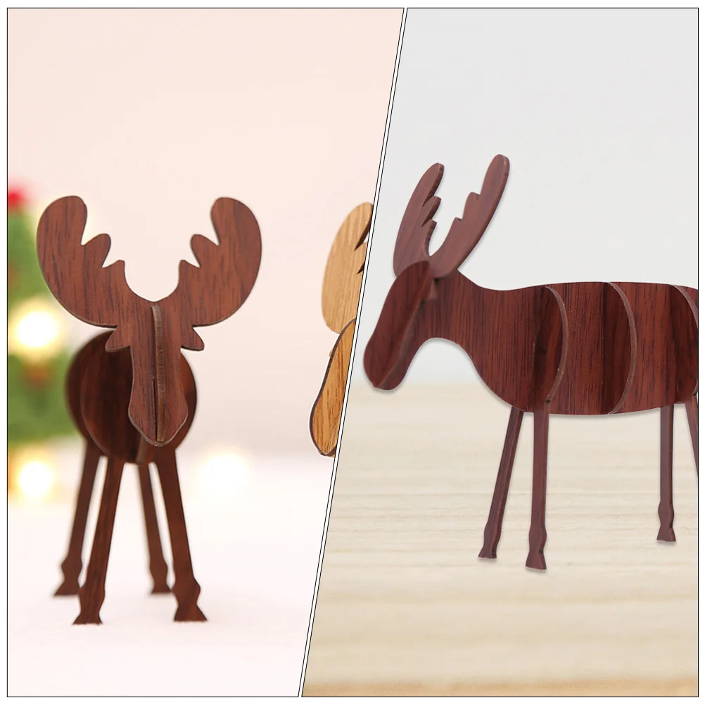 

6pcs Wooden Diy Assembly Craft Wooden Ornament Christmas Desktop Decor Wood Ornament Party Decorative Prop