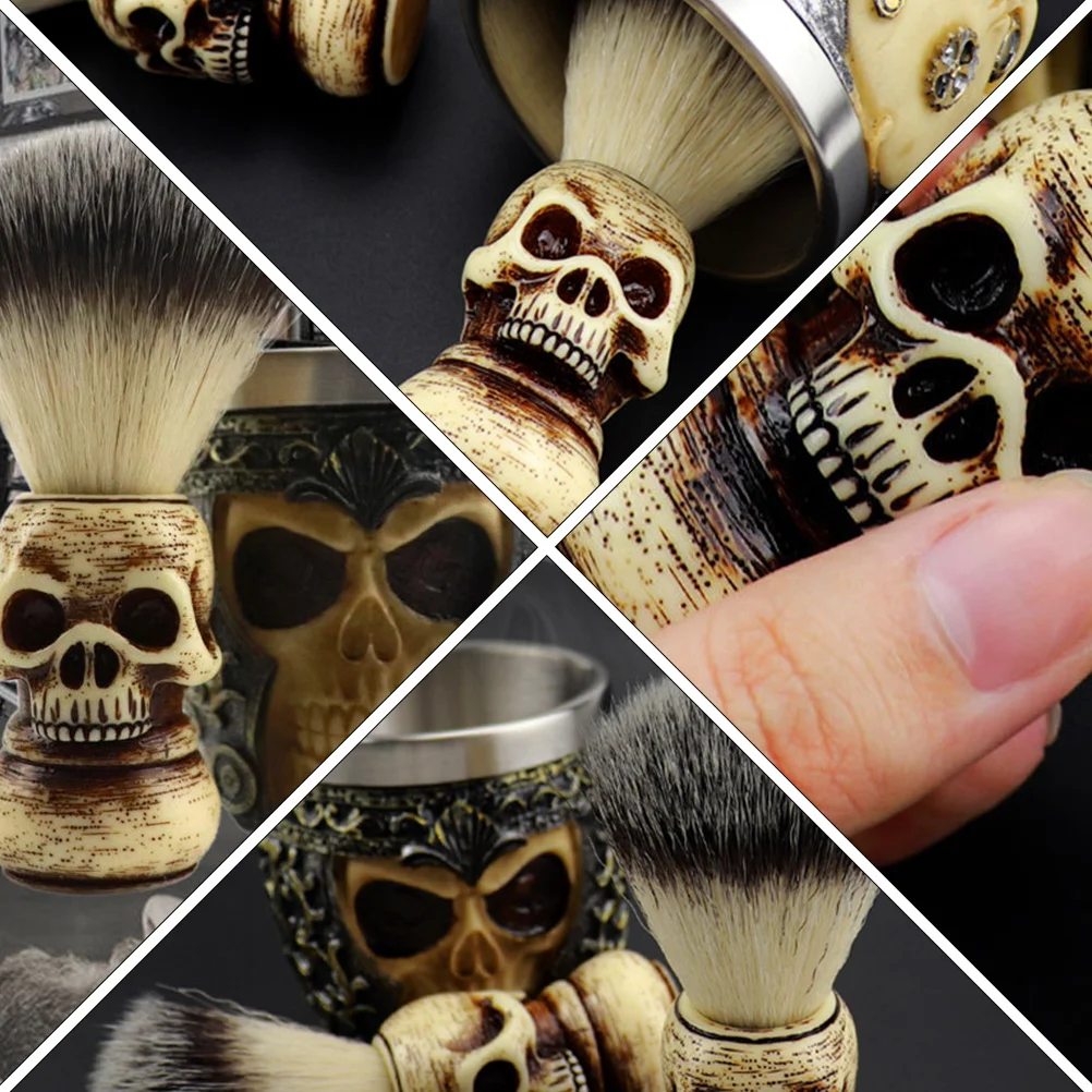 

1Set Male Beard Brush Set Premium Resin Shaving Bowl Portable Handle Rich Lather Gift for Men Facial Cleaning Tool