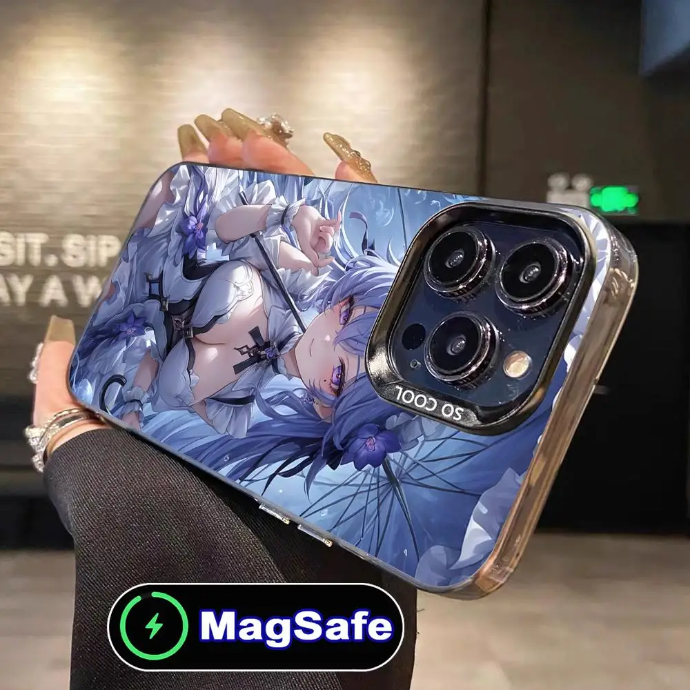 

Wuthering Waves Cantarella Phone Case for iPhone 16 15 14 13 12 11 Pro Max Plus MagSafe Translucent Colour Printing Cover Luxury