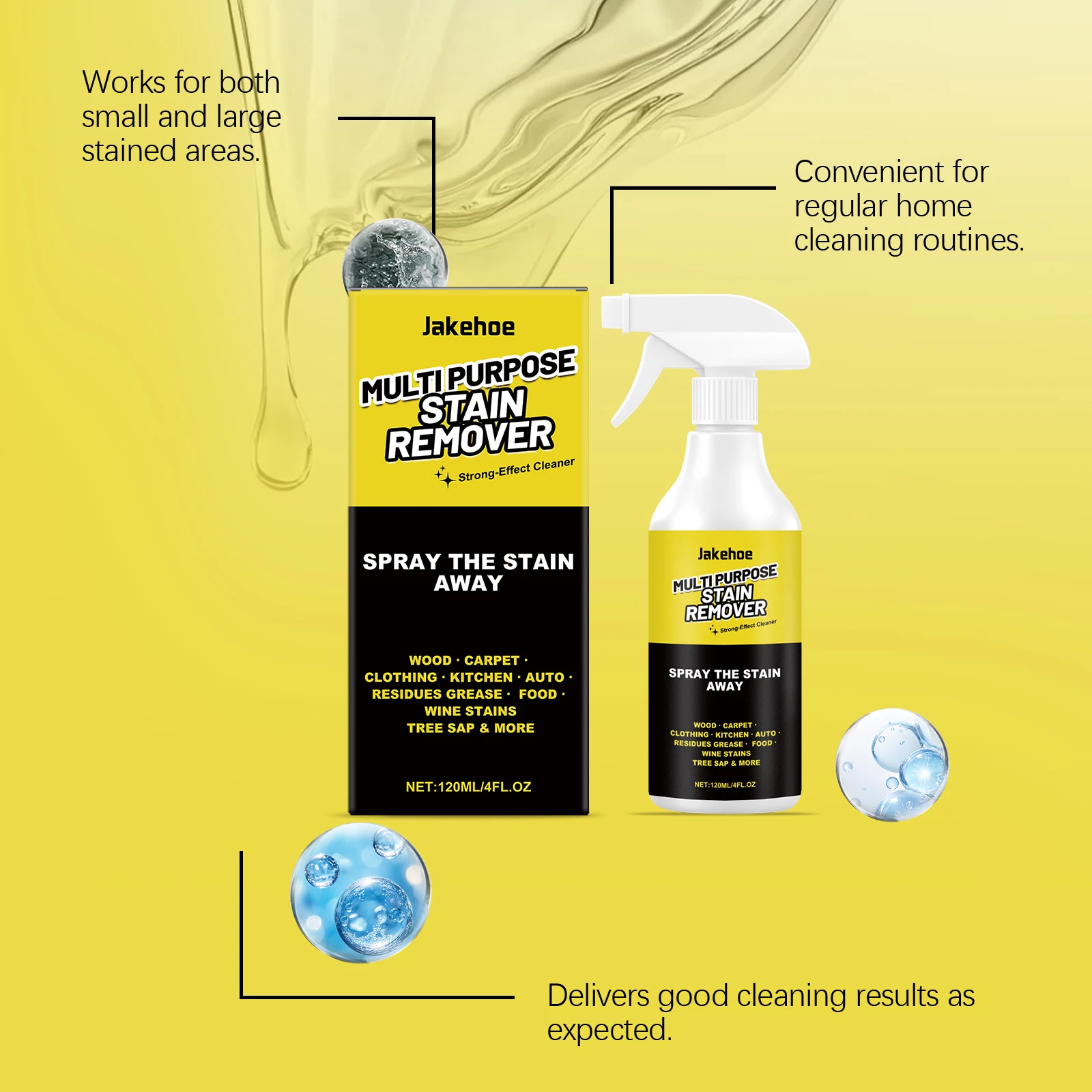 120ML Multipurpose Stain Remover Spray Quick Dissolve Stubborn Dirts Effective Degreasing Descaling Home Cleaning Spray for Home