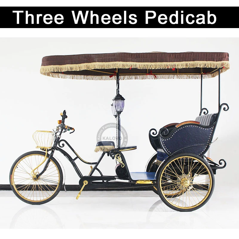 Tourist Business 3 Passengers Rickshaw Solar Panel Three Wheel Rickshaw Pedicab For Sale