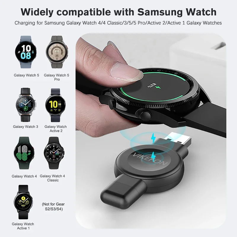 Magnetic Watch 2 in 1 Wireless Charger for Apple Watch 9 8 7 6 5 4 3 SE Samsung Galaxy 6/5/4Pro/4/3 Active Fast Charging Station
