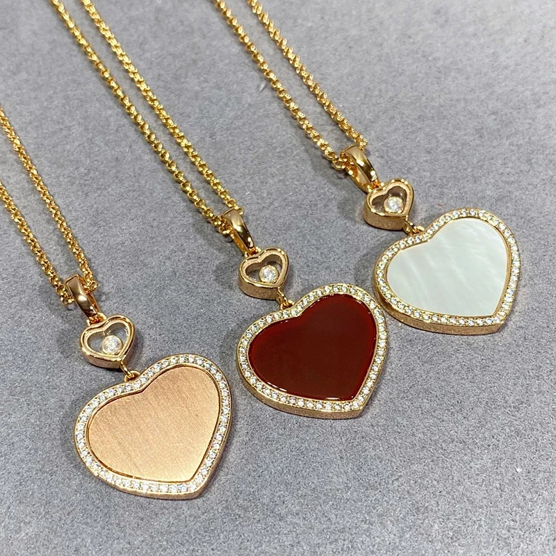 

Fashion rose gold Heart pendant women's necklace simple temperament sparkle party luxury brand jewelry