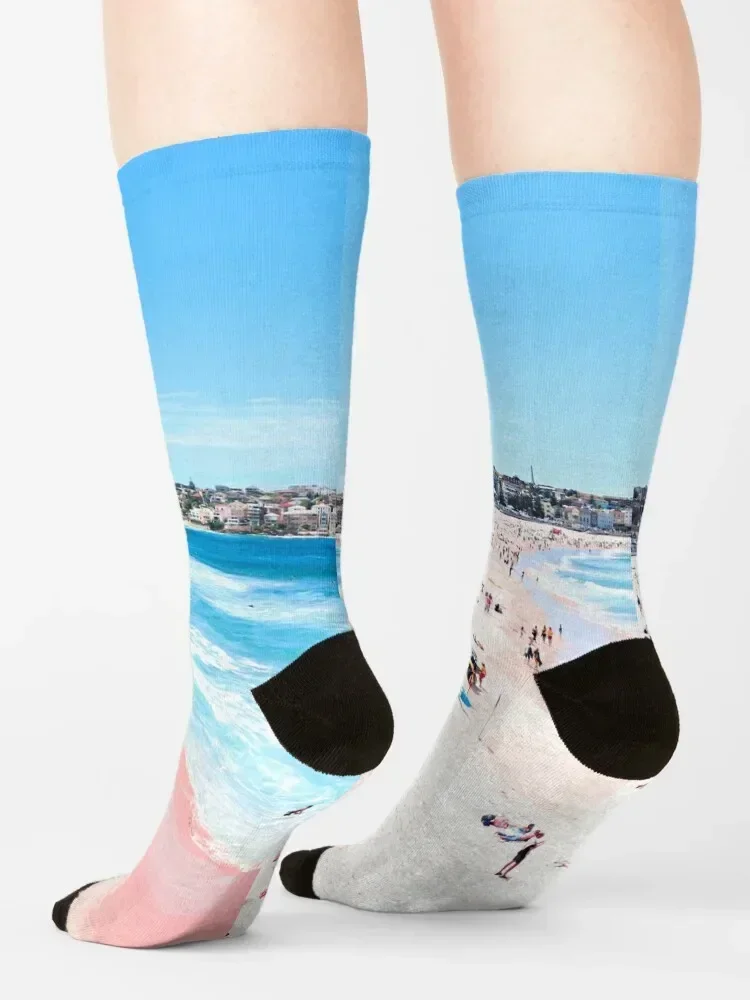 Playa de Bondi |   Calcetines con foto de Bellas Artes, calcetines de fútbol antideslizantes de compresión de anime para hombre y mujer