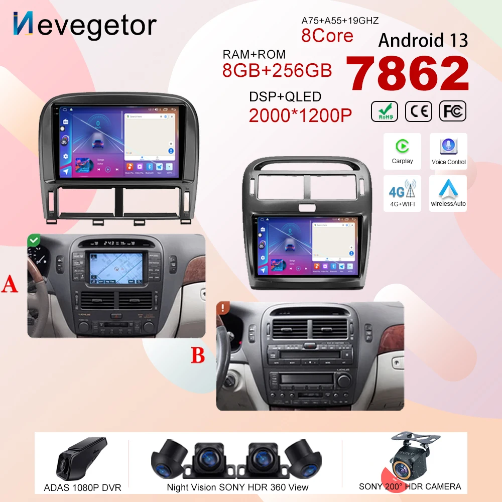 

Android13 For Lexus LS430 XF30 LS 430 2000 - 2006 For Toyota Celsior XF30 Car Radio Stereo Multimedia Player GPS Navigation HDR