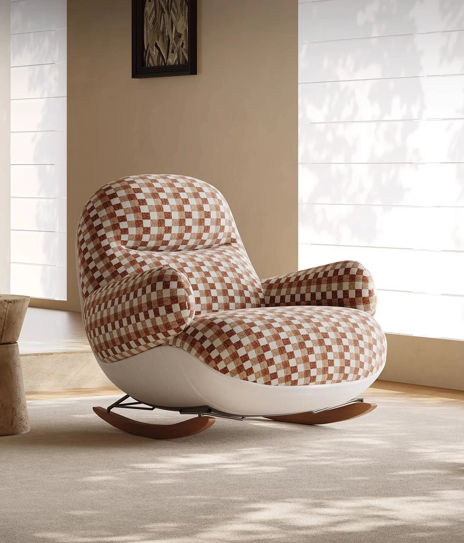 

Простое кресло-качалка для печенья, оригинальное лакированное вишневое дерево, одно кресло для отдыха, балкон, гостиная, сон, ленивый диван-кресло