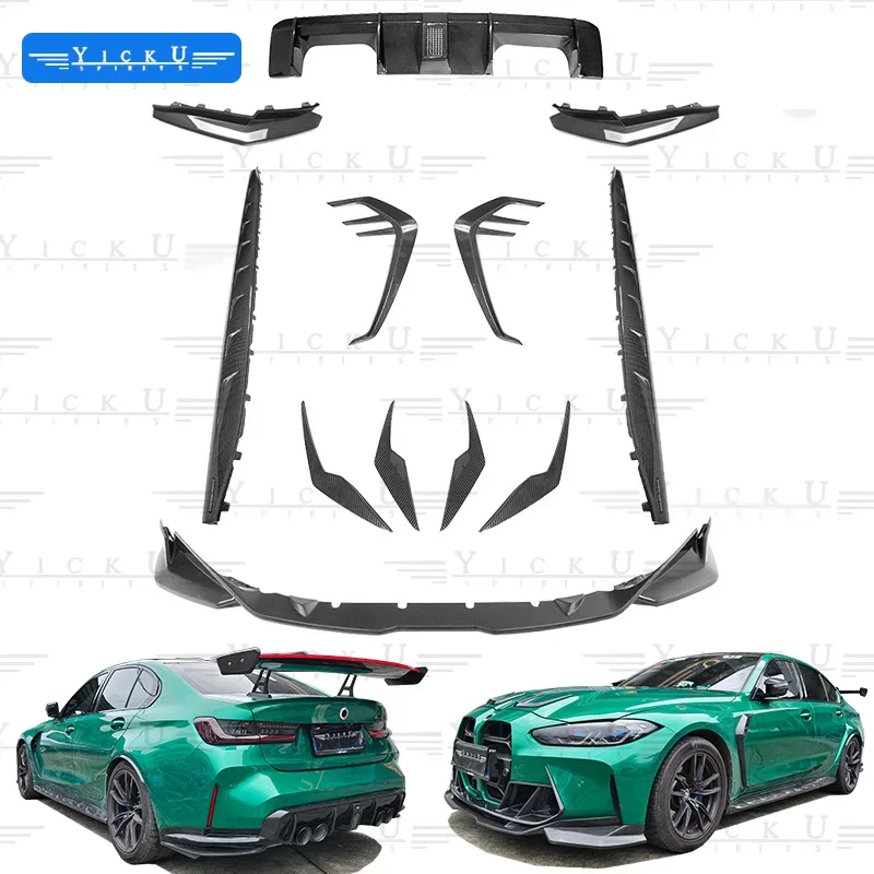 dry carbon fiber body kit front Lip  side skirt rear lip spoiler mudguard for BMW G80 G81 M3 G83 G82 M4