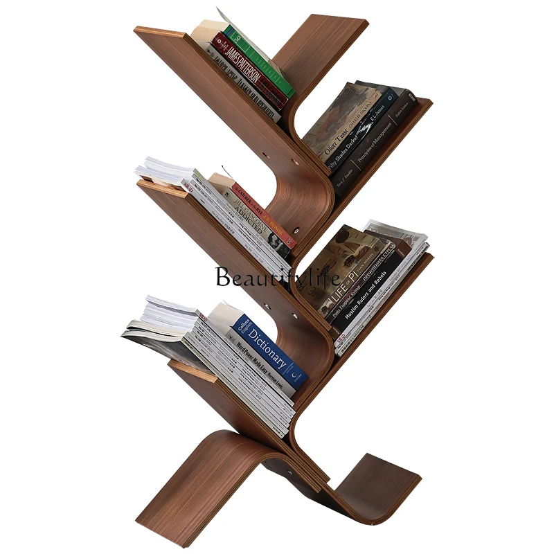 

Nordic medieval retro style bookshelf vinyl frame black walnut