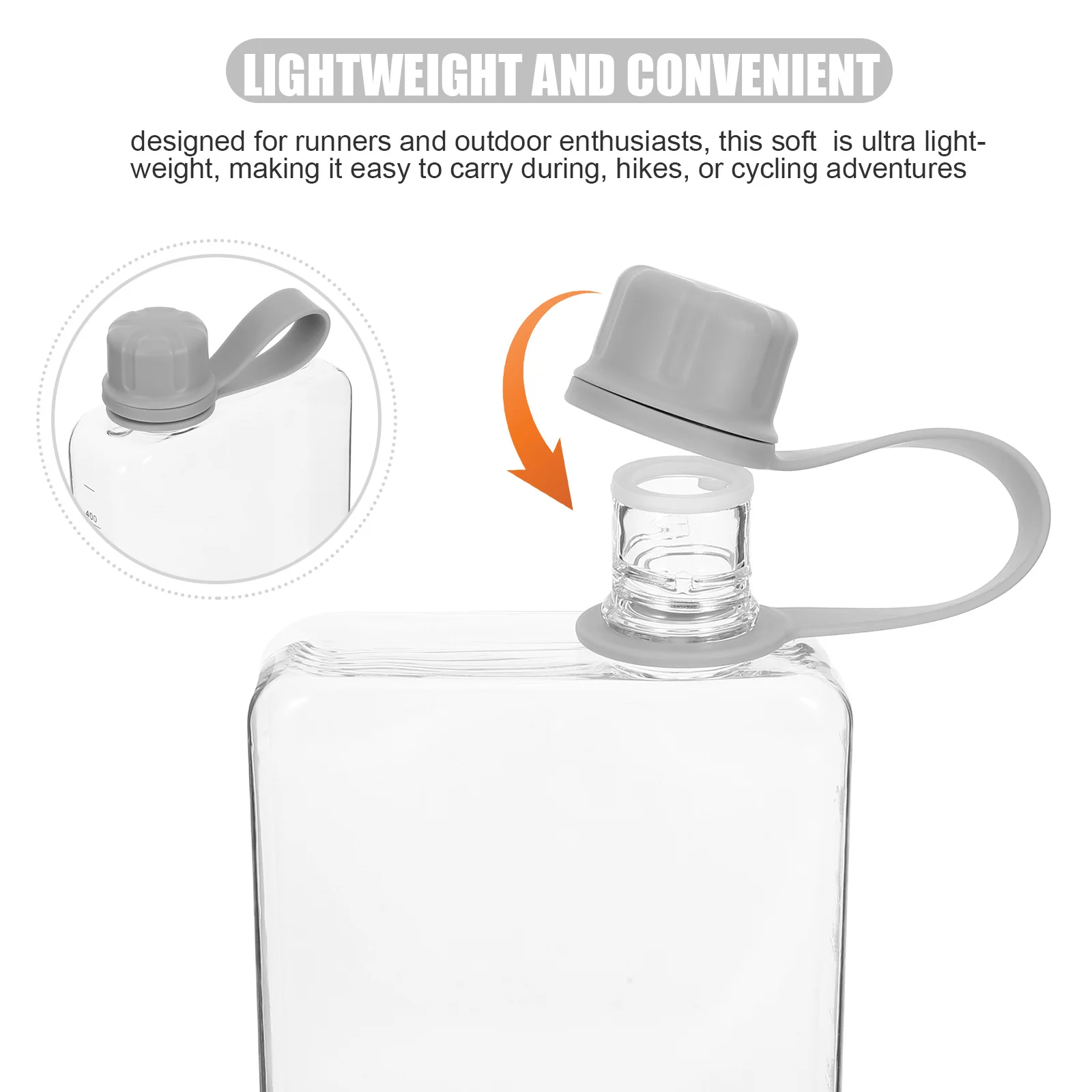 زجاجة مياه مسطحة للسفر 500 مل قارورة بلاستيكية قابلة لإعادة الاستخدام مانعة للتسرب زجاجة رفيعة محمولة لحقائب اليد وصالة الألعاب الرياضية واللياقة البدنية والتخييم في الهواء الطلق
