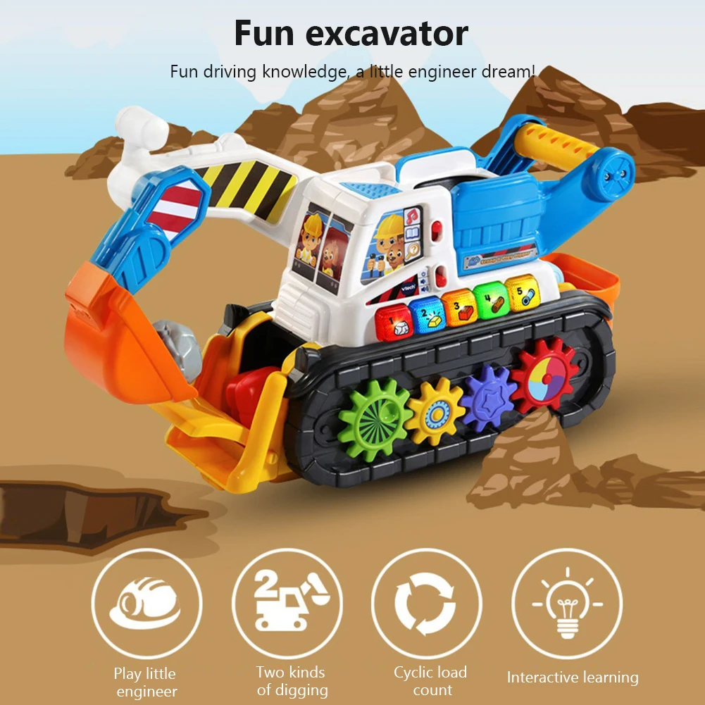 

Kid's Fun Excavator Engineering Car Toy With Music Interactive Voice Scoop & Play Digger Model Toy Car For Boys