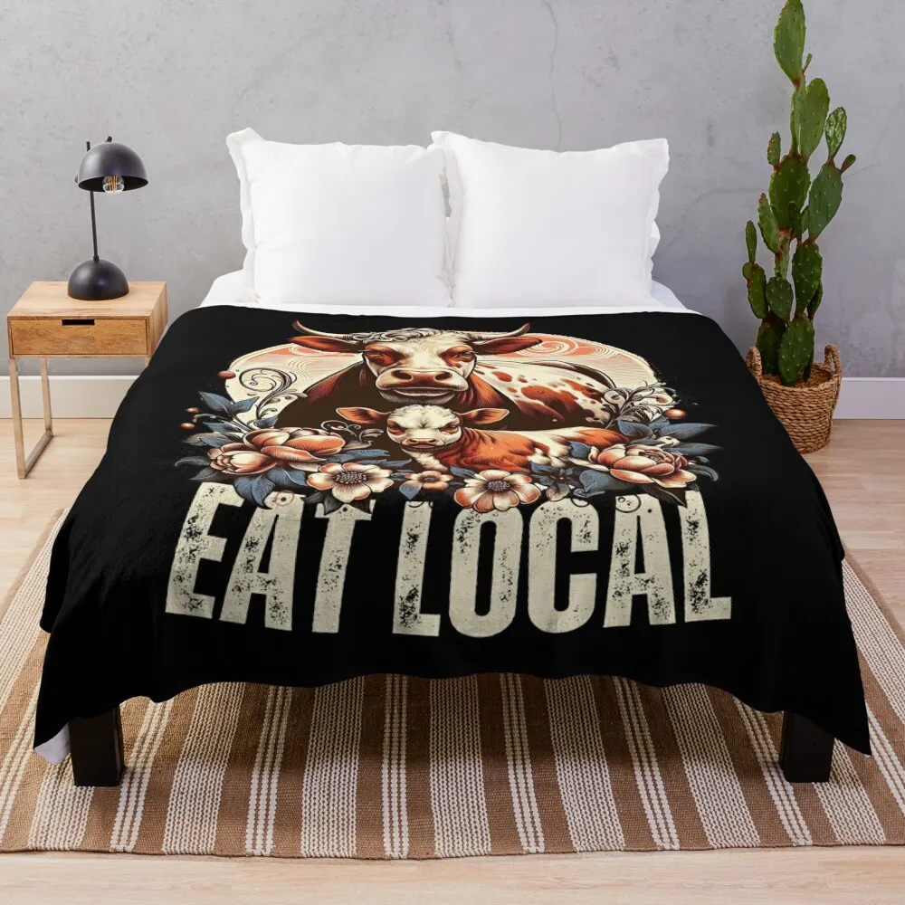 

Eat Local Suppert Local Throw Blanket Summer Beddings Plaid on the sofa Bed Fashionable Decorative Sofas Blankets