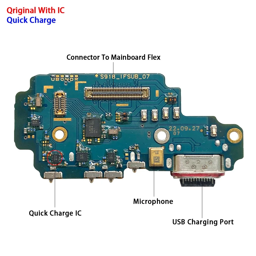 20Pcs, For Samsung S23 Plus Ultra S916B S916U S911B S911U S918B USB Charging Board Port Dock Charger Connector Flex Cable Micro