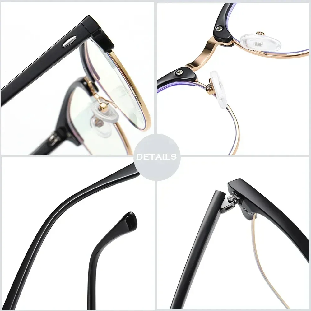 2024 Photochromic Anti-blue Light Glasses Men Fashion Rectangle Semi Rimless Eyewear for Women Office Computer Goggle