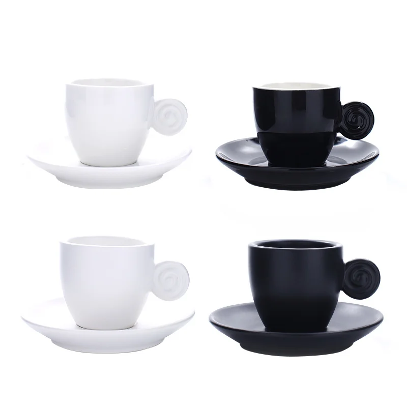 90cc Black Coffee Cup And Saucer Set For Tea Party Professional Ceramics Coffee Drinkware Italian ESPRESSO SHOT Mug Dropshipping