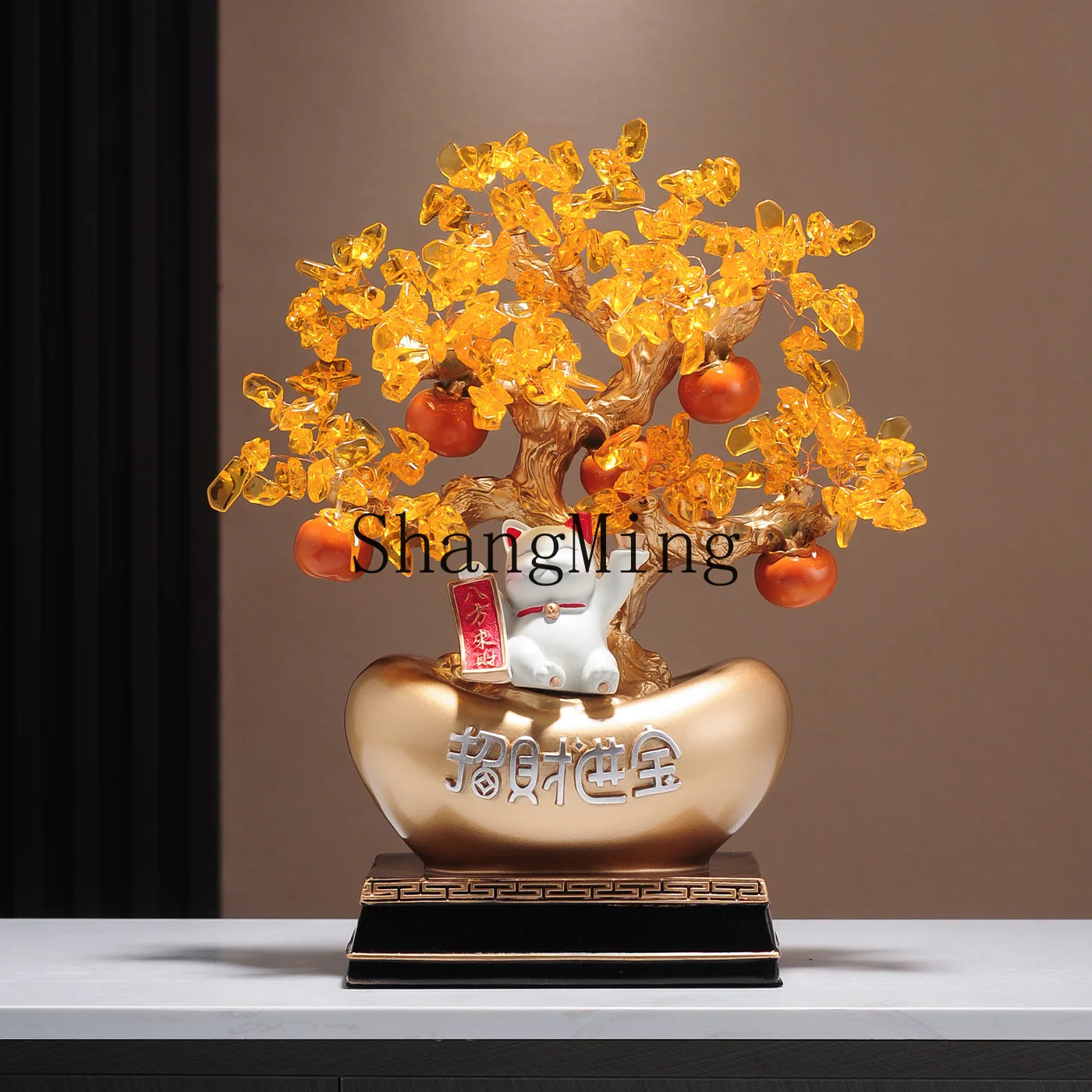SM advanced sense fortune tree fortune cat Chinese ornaments office front desk wine cabinet decoration
