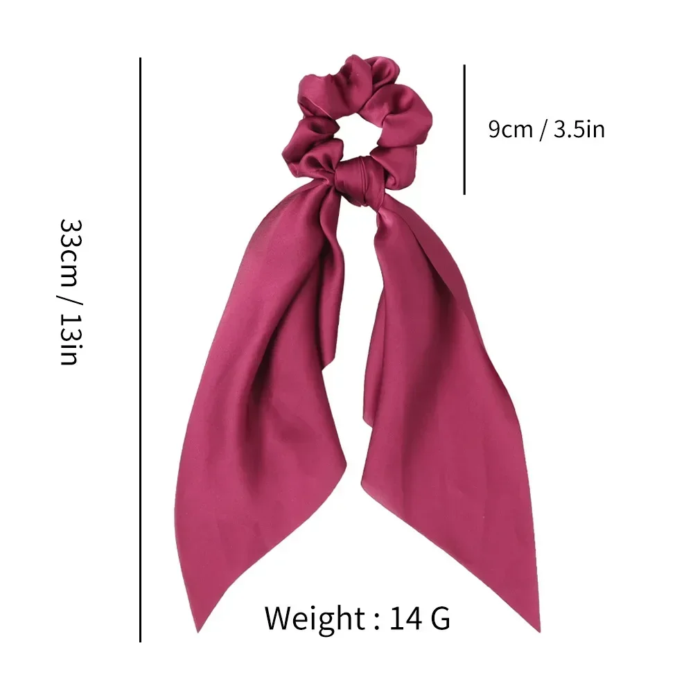 1Pc Solid BowKnot Hair Ties Scrunchies Women Girls Elastic Hair Bands Long Headwear Ribbon Bow Ponytail Hair Accessories Braids