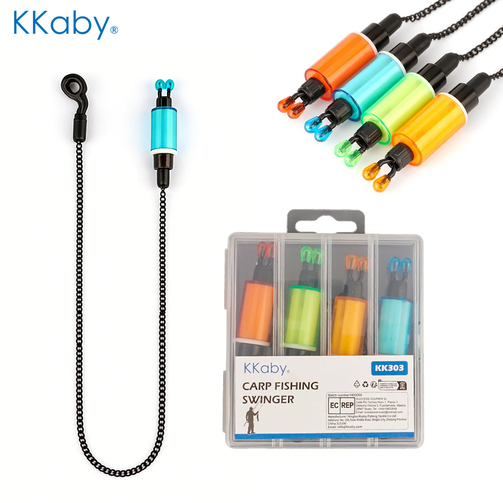 

Kkaby, 4 шт., набор свингеров для ловли карпа с 4-цветным светодиодным индикатором поклевки с коробкой для хранения для ночной рыбалки и ловли карпа