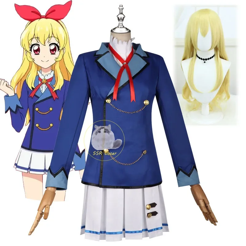 

Anime hoshimiya Ichigo cosplay aikatsu cosplay costume uniform JK clothes Halloween party clothes coat shirt skirt bow set Girls