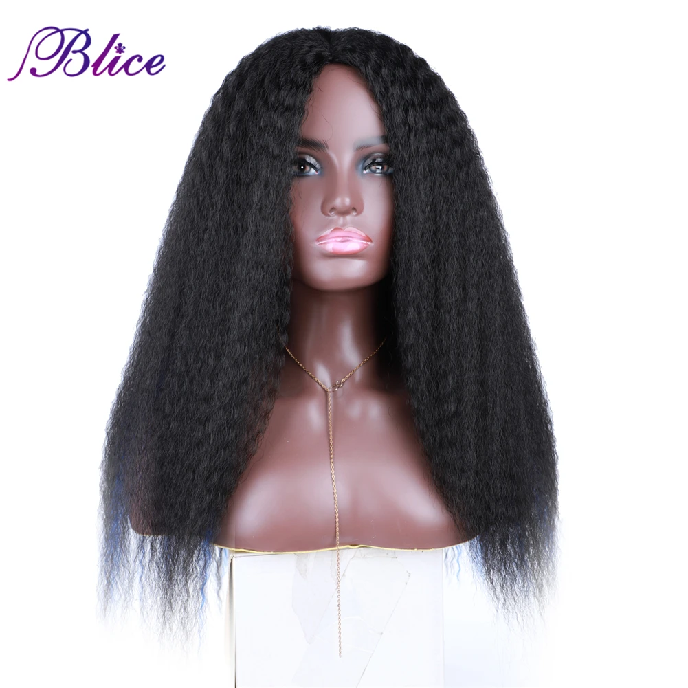 Blice Synthetic Hair Wig Yaki Straight Mixed Color Hair Extensions Natural Hair Line 18 inch Kanekalon Fiber Omber Colors