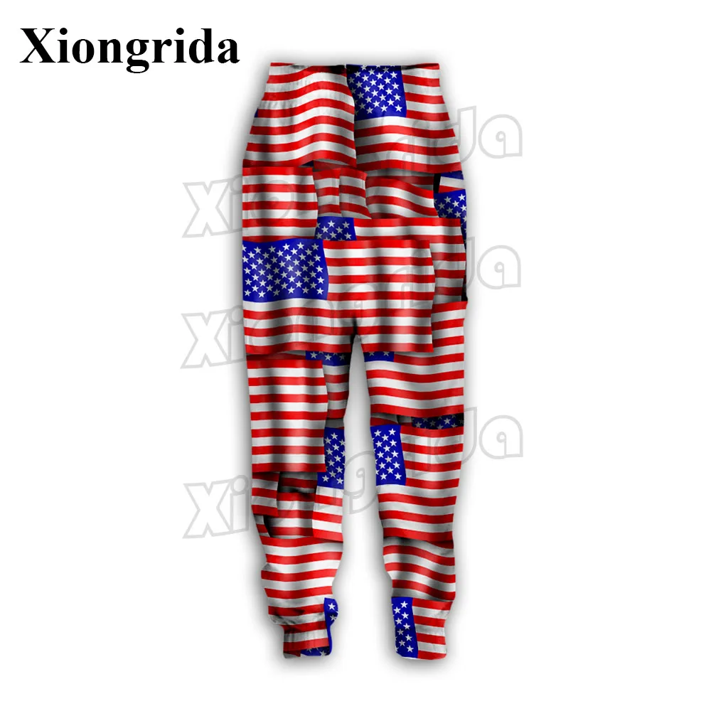 USA Flag Print Pants Mens Casual American Stars and Stripes 3D Printed Trousers Unisex Fashion Sweatpants Joggers Harajuku Stree