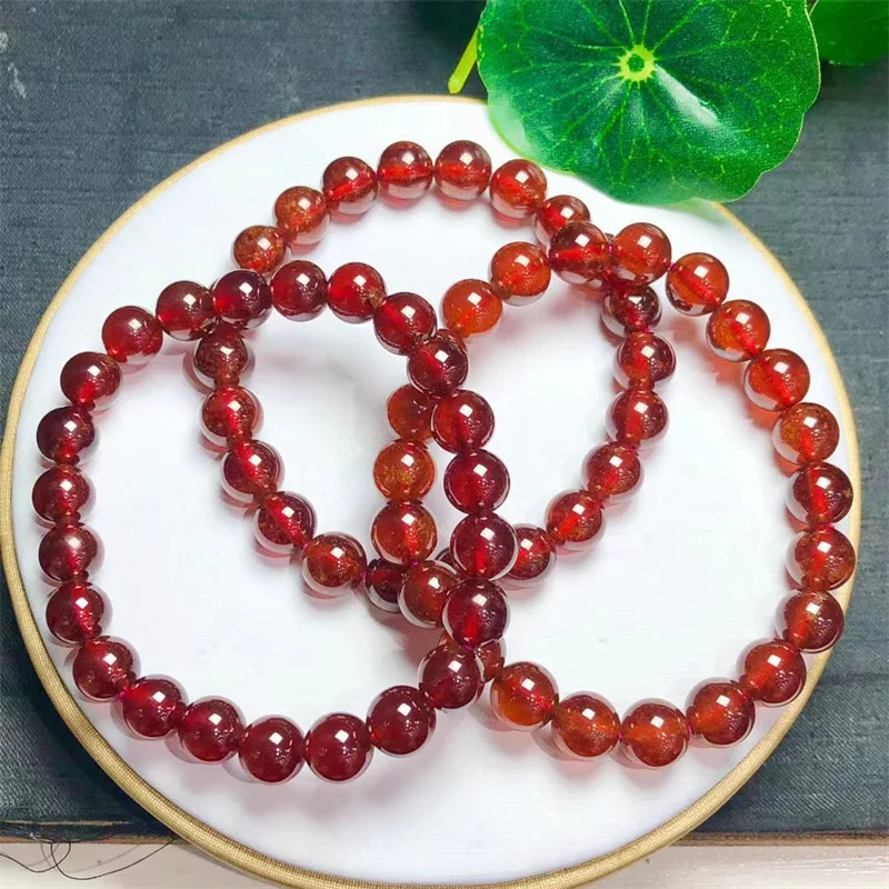 

Natural Red Garnet Bracelet For Women Men Round Pomegranate Stone Beads Bracelets Lucky Energy Jewelry Gifts