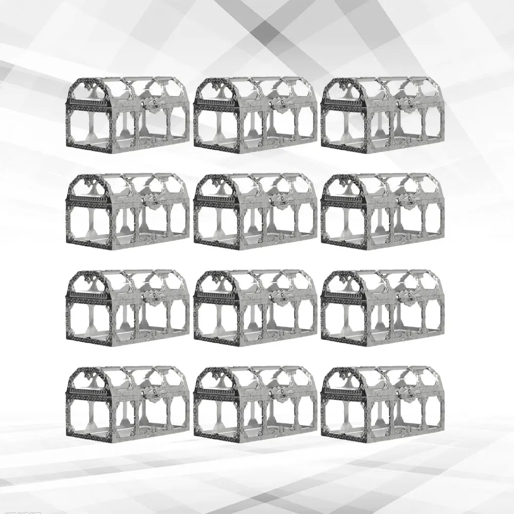 

12Pcs Candy Box Treasure Box Shape Wedding Candy Holders Party Supplies Silver Hollow Out 7.4x5.2x5cm Decorative Gift Case